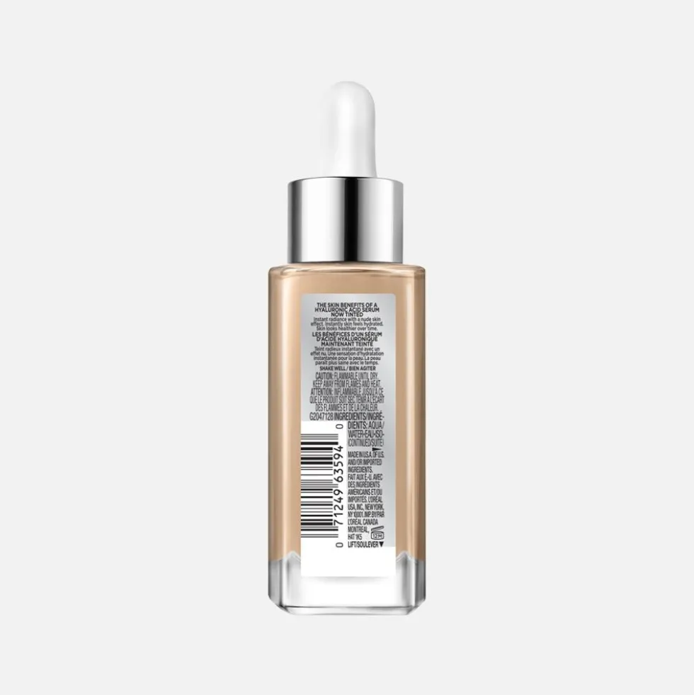 Nude Hyaluronic Tinted Serum Foundation with 1% Hyaluronic Acid, Lightweight Coverage For Dry Skin