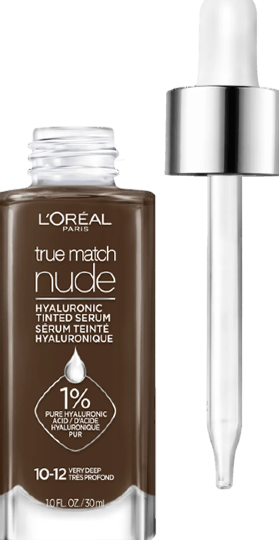 Nude Hyaluronic Tinted Serum Foundation with 1% Hyaluronic Acid, Lightweight Coverage For Dry Skin