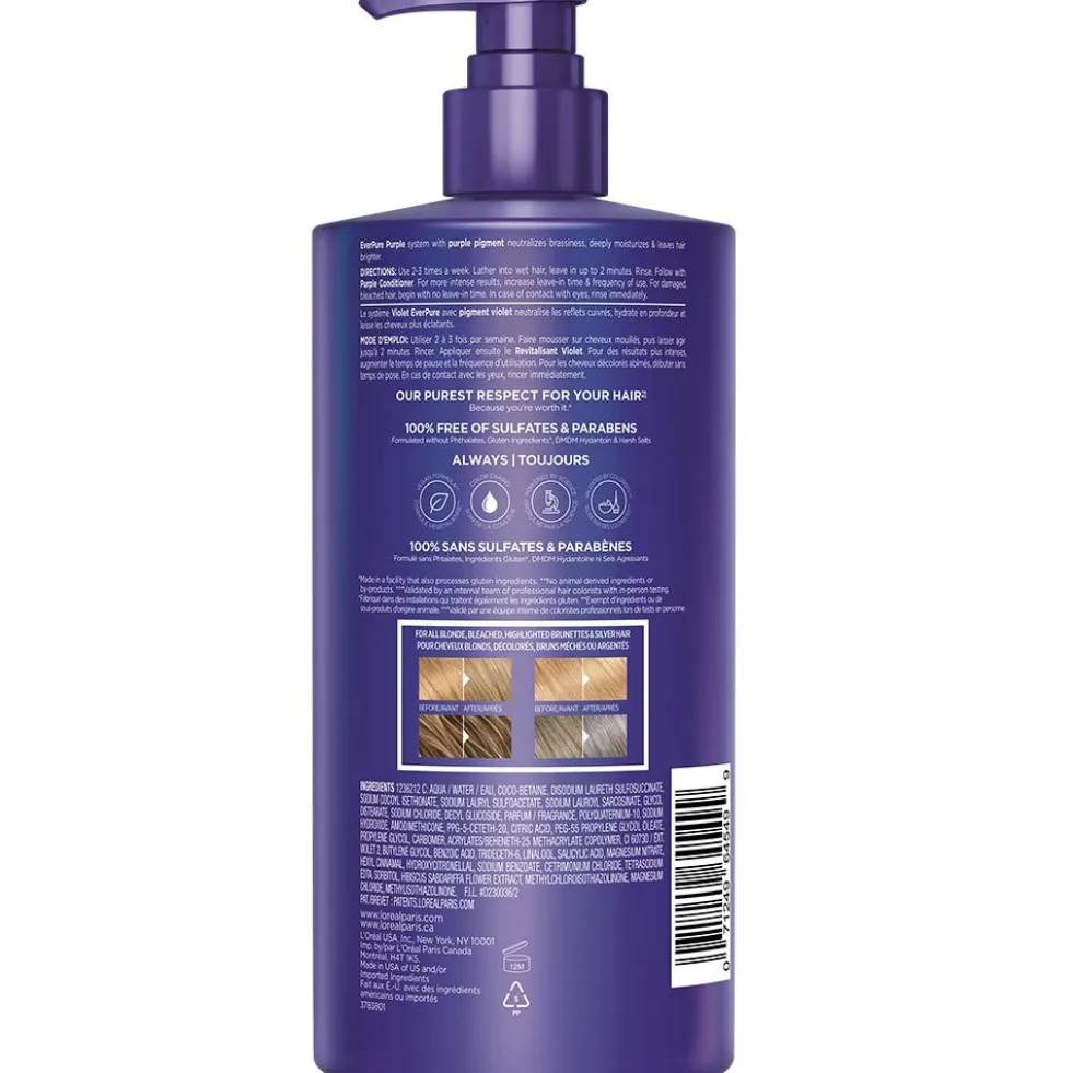 Sulfate Free Purple Shampoo for Toning Blonde or Bleached Hair